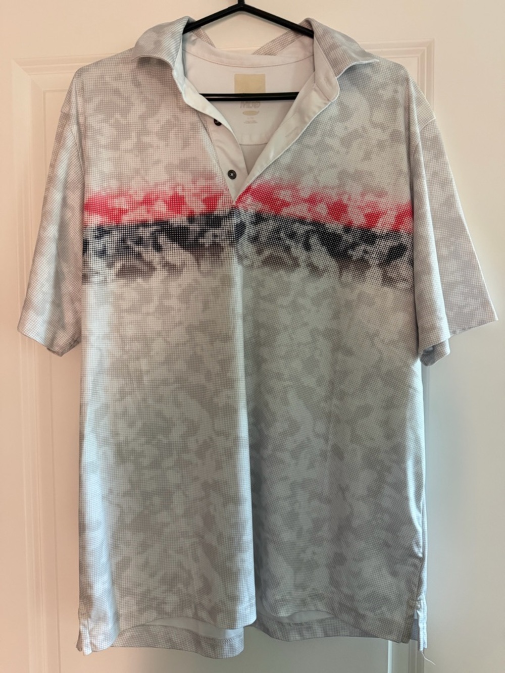 Men's Light Gray Polo Shirt with Red Accent